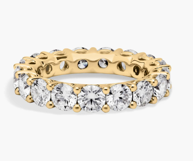14K Yellow Gold Low Dome Basket Diamond Eternity Ring