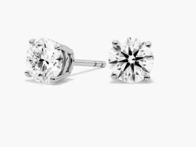14K White Gold Four Prong Round Brilliant Diamond Stud Earrings