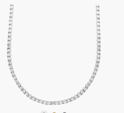 14K White Gold Straight Diamond Eternity Necklace